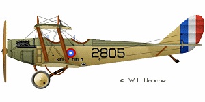 Emmett's ride was most likely in the Curtiss JN-4, also known as a Jenny. These were standard for flight training. Curtiss also had water-landing craft.