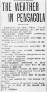 The high was 80 almost 100 years ago; today is about 88 with 61 percent humidity. Not bad.