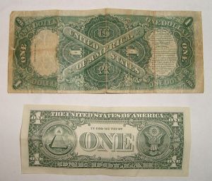 One dollar bill, reverse, from 1917. Source: www.treasurenet.com