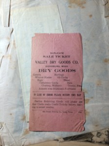 A receipt from the old Valley Department Store from downtown Vicksburg. What was it that my great grandmother purchased that she put this in the Bible? 