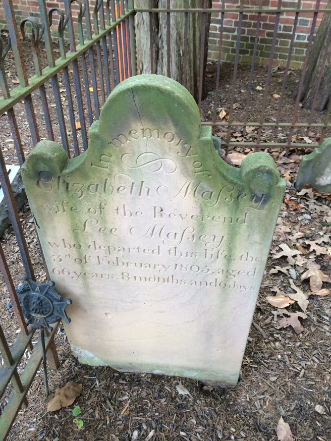 Elizabeth Massey, age 66, died in 1805.