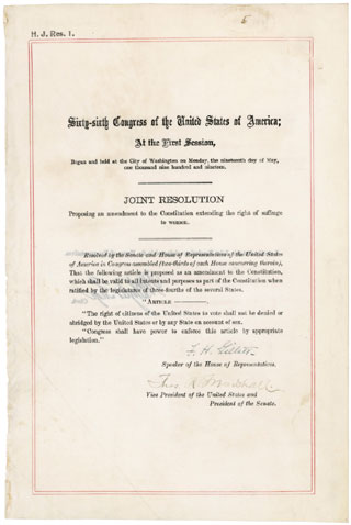 The 19th Amendment. Image Source: The National Archives (www.archives.gov)