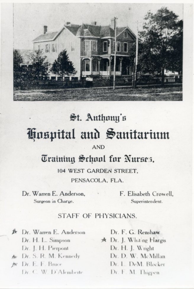 Promo piece for Pensacola Sanitarium, which also went by St. Anthony's Hospital and Sanitarium. Source: Pensacola Historical Society.