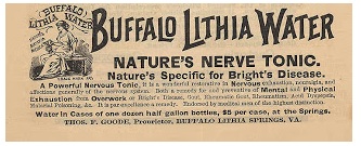 Lithia water was touted as a 'cure' for 'rheumatism.' Literature from the spa Emmett visited 1914 also claimed to 'cure' alcoholism with their healing waters. Image source: MyFWBS