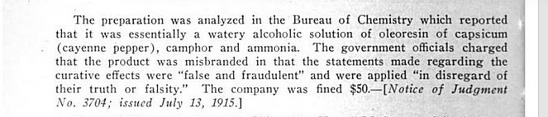 The government fined Radway's for false and fraudulent claims. Source: Nostrums & Quackery, JAMA, Google Ebook, 1921