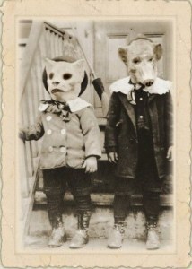 Papier mache animal masks or clown masks were popular. Source: pinterest.com