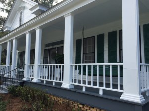 The front porch, freshly painted. 