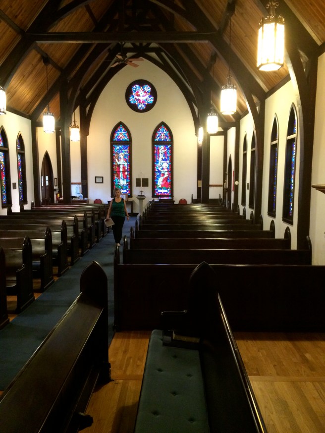 Sue exploring historic St. Luke's Episcopal Church in Marianna. Cephas is buried in the cemetery behind the church. 