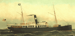 The steamer "City of Dallas," a ship of the Macheca Line, which ran between the US from 1868 to 1900. This is the ship that carried Emmett and his family back to the U.S. in 1884. Source: http://onewal.com/jpmacheca/mships.html