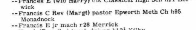 The Rev. FCW and Margaret Wilson, living at the same address as Theodore Jungas. Source: Ancestry.com