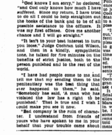 The rest of the first column of the sentencing article, above, from The Lexington Herald. Source: Genealogybank.com