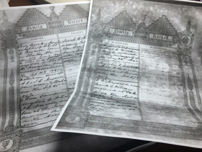 Pages from the Maxwell family Bible. 