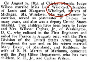 It's officially Wiselogel. Source: Interview with Nannett Wiselogel Jordan.