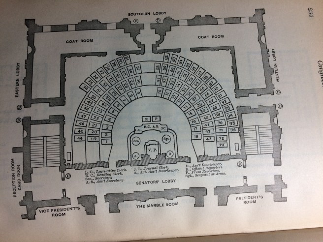 The seating chart for the U.S. Senate for the 63rd Congress.