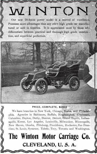 1903 Winton. An earlier model (1898) cost $1000. The 1904 model pricetag was $1500. Source: earlyamericanautomobiles.com