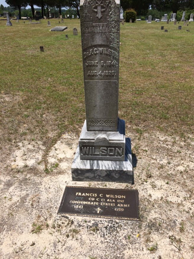 Dr. Wilson took pride in his service during the Civil War. Officially, he entered as a private, and, he was mustered out as a private. Family genealogy reveals that he had a field promotion to Captain before Appomattox, but it was never made official. Someone who didn't like Dr. Wilson's official rank pried if off of the brass plaque. 