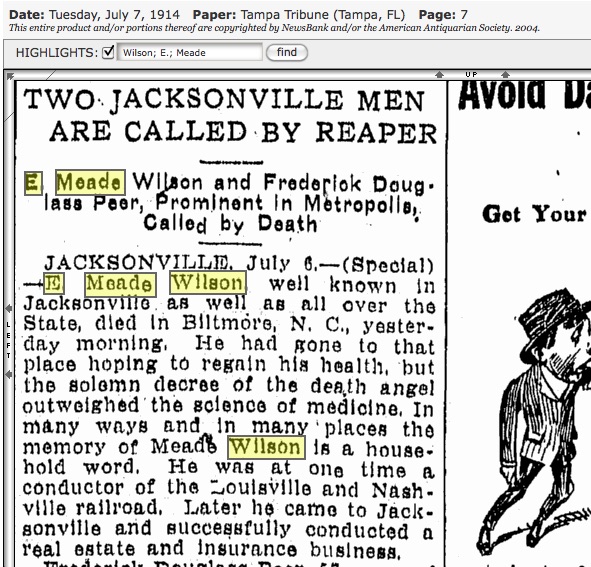 Tampa Tribune, July 6, 1914. Source: GenealogyBank.com