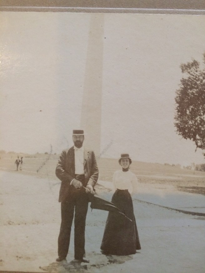 Walker and his sister Katie Wilson Meade, in front of the Washington Monument, July 4, 1908. Photo was taken by their first cousin, Lizzie Meade.