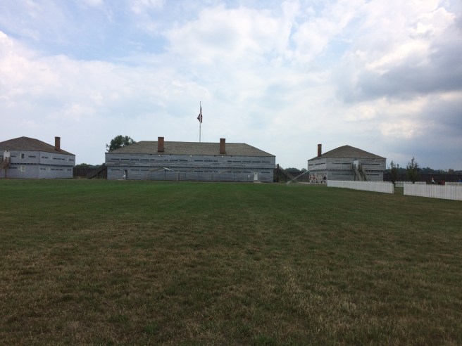 Ft. George. The buildings were rebuilt during the depression as a Canadian Make Work project; the wood was brought in from old forests in the northernmost provinces, and all of the work was done by hand -- only one building on the site is original, as the fort was burned by the U.S. forces as they took the fort from the British.