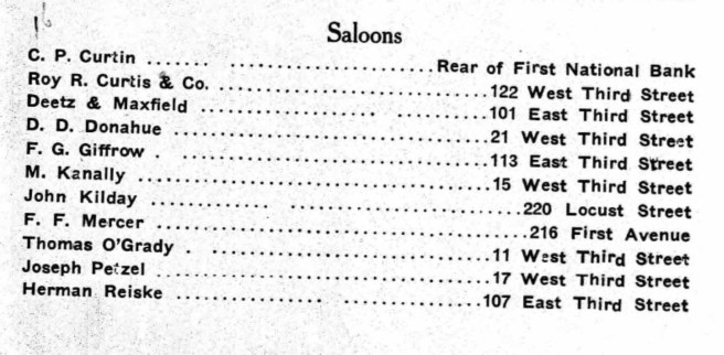 Emmett's office was right across the street from Dietz & Maxfield's saloon, but there were plenty right there on Third Street. Source: Ancestry.com